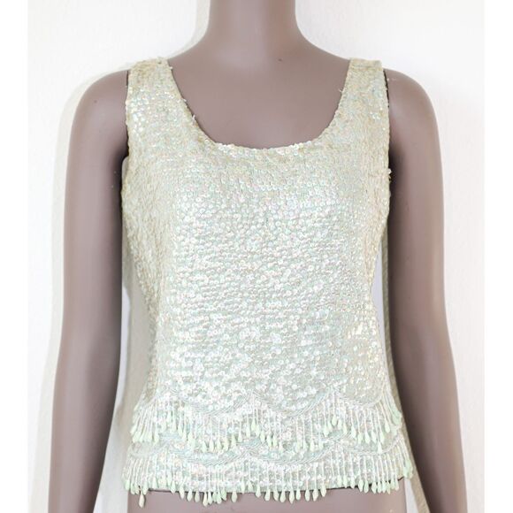 Vintage Boho Beaded Summer Tank Top Festival Bohemian Top Size Medium - Picture 1 of 4